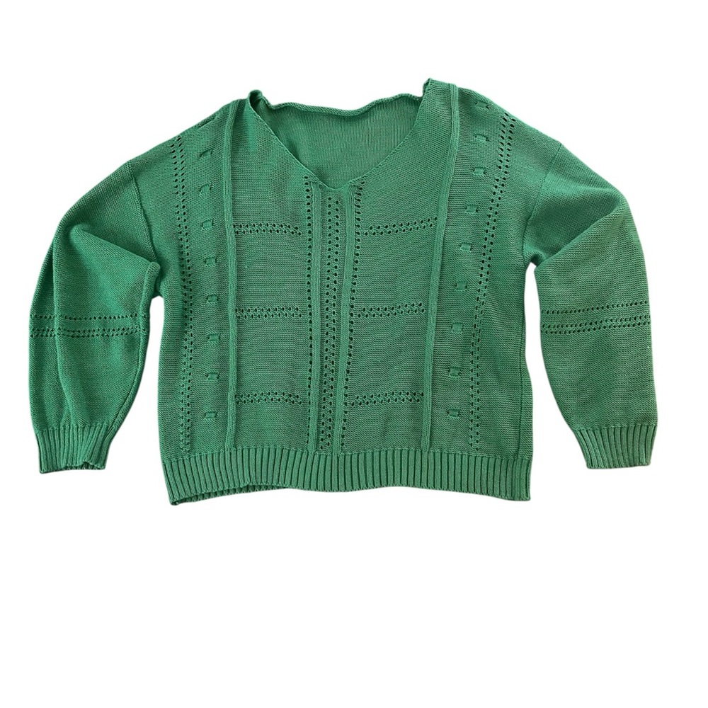Green V-Neck Women's Sweater